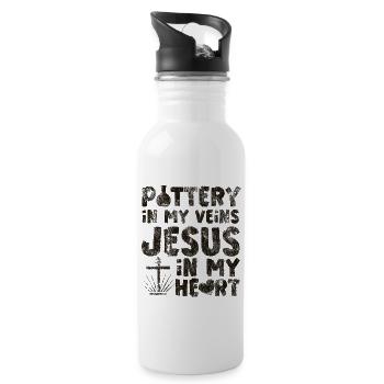 Pottery Ceramics Artist Jesus - Water bottle with straw - white - Right