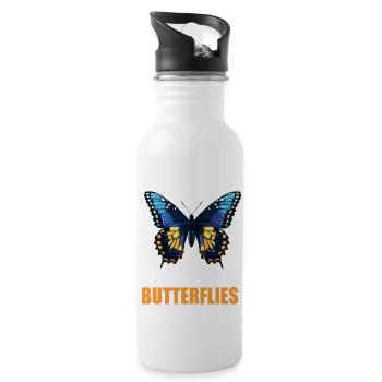 Butterfly Butterflies Butterfly - Water bottle with straw - white - Right