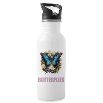 Butterfly Butterflies Butterfly - Water bottle with straw - white - Right