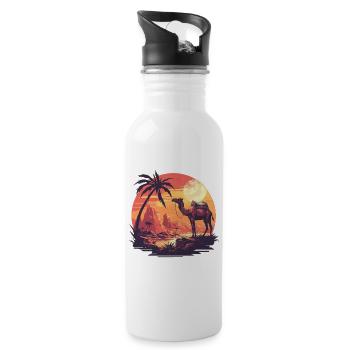 Camel Kamele Kamel - Trinkflasche mit integriertem Trinkhalm - Weiß - Rechts