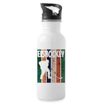 Eishockey Spieler Geschenk Sport Team Hockey - Trinkflasche mit integriertem Trinkhalm - Weiß - Rechts