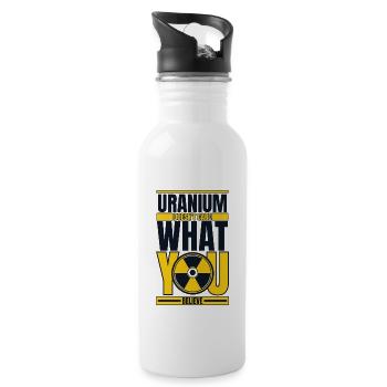 Uran ist es egal, was man glaubt Atomkraft - Trinkflasche mit integriertem Trinkhalm - Weiß - Rechts