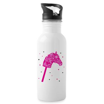Pferdekopf Hobby Horse Outfit Steckenpferde - Trinkflasche mit integriertem Trinkhalm - Weiß - Rechts