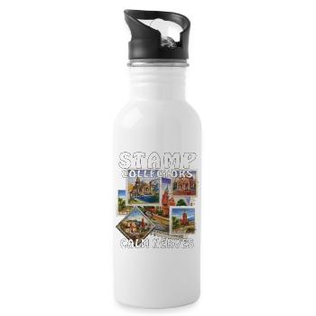 STAMP COLLECTORS CALM NERVES - Water bottle with straw - white - Right