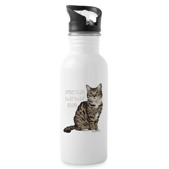 American Shorthair Mom Cat Kitten Mother - Water bottle with straw - white - Right
