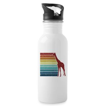 Retro African Giraffidae Nubian Giraffe Friend - Water bottle with straw - white - Right