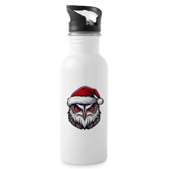 Portrait de Noël tête de hibou - Gourde avec paille intégrée - blanc - Droite