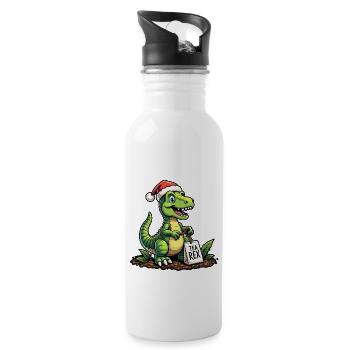 Tea Rex Weihnachten Weihnachtsmann Mütze - Trinkflasche mit integriertem Trinkhalm - Weiß - Rechts
