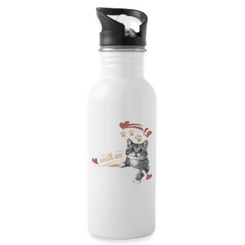 Live Is Better With An American Shorthair Kitten O - Trinkflasche mit integriertem Trinkhalm - Weiß - Rechts