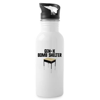 Gen-X Bomb Shelter Lustiger Gen X Bomb Shelter - Trinkflasche mit integriertem Trinkhalm - Weiß - Rechts