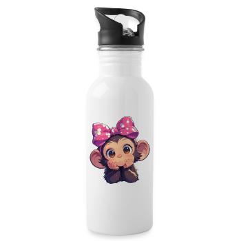 Chimpanzee Schimpansen Schimpanse - Trinkflasche mit integriertem Trinkhalm - Weiß - Rechts