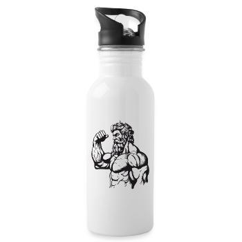 Bodybuilders Muscles Bodybuilding - Water bottle with straw - white - Right