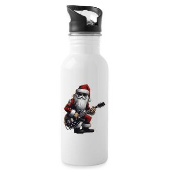 Santa Claus Guitar Santa - Water bottle with straw - white - Right