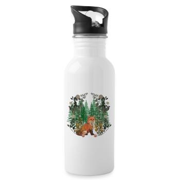 Foxes, Foxes, Forest, Forest Animals, Forest Dwellers - Water bottle with straw - white - Right