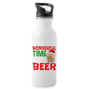 It's The Most Wonderful Time For Beer Christmas S - Trinkflasche mit integriertem Trinkhalm - Weiß - Rechts