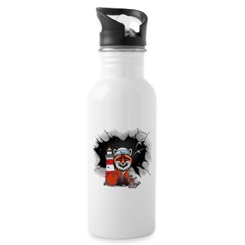 Seemann Fuchs maritim Leuchtturm Anker Moin - Trinkflasche mit integriertem Trinkhalm - Weiß - Rechts