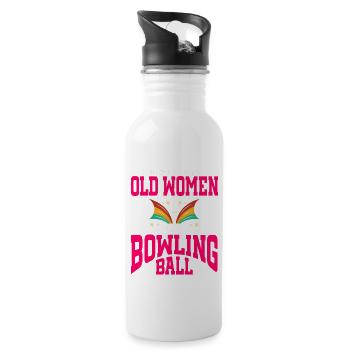 Bowling Ball Bowler - Trinkflasche mit integriertem Trinkhalm - Weiß - Rechts