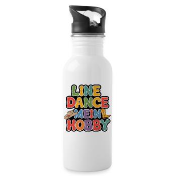 Line Dance mein Hobby - Trinkflasche mit integriertem Trinkhalm - Weiß - Rechts
