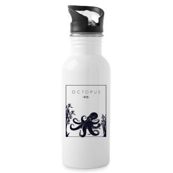 Octopus Chinese Hanzi Cephalopoda Octopodes - Water bottle with straw - white - Right