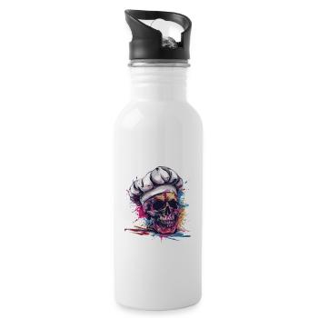 Chef Chef Skull - Water bottle with straw - white - Right