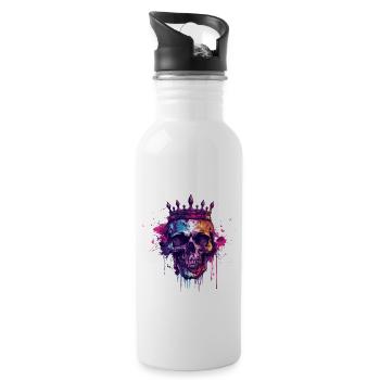 König Totenkopf Krone Royal - Trinkflasche mit integriertem Trinkhalm - Weiß - Rechts