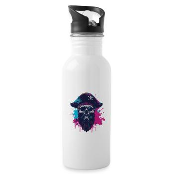 Pirate Skull Captain - Water bottle with straw - white - Right