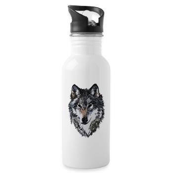 Conception graphique de visage de chien - Gourde avec paille intégrée - blanc - Droite