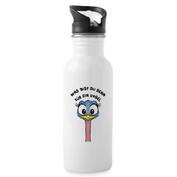 Vogel Straus süßer lustiger Vogel - Trinkflasche mit integriertem Trinkhalm - Weiß - Rechts