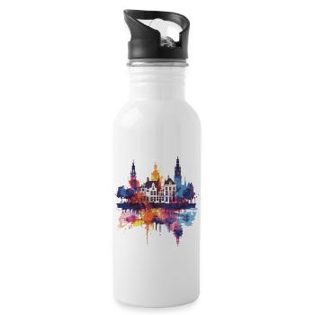 Veenendaal - Trinkflasche mit integriertem Trinkhalm - Weiß - Rechts
