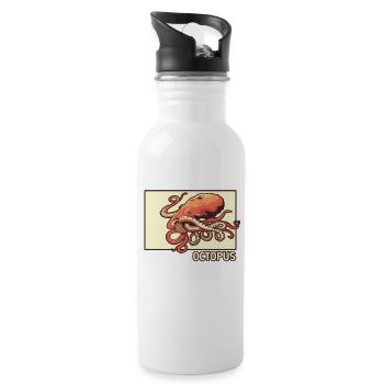 Octopus Doodle Chinese Hanzi Octopodes Octopoda - Water bottle with straw - white - Right