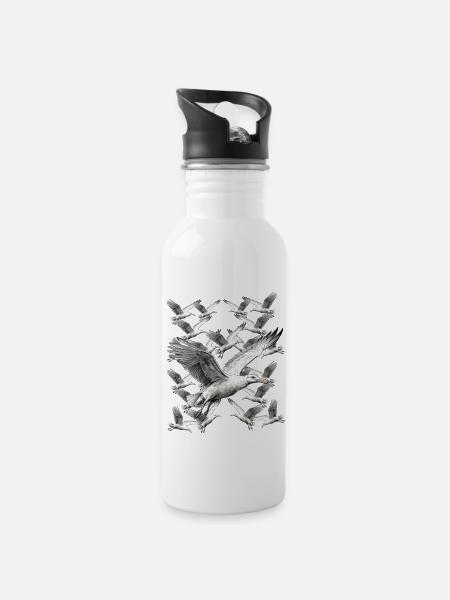 Möwe Möwen maritim - Trinkflasche mit integriertem Trinkhalm - Weiß