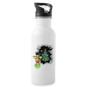 Winter Peanut Cabbage King Vegetable Xmas Vegetarian - Water bottle with straw - white - Right