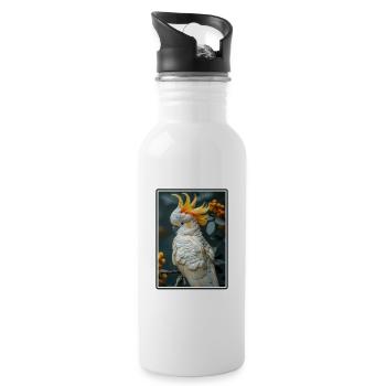 Cockatoo Kakadus Kakadu - Trinkflasche mit integriertem Trinkhalm - Weiß - Rechts