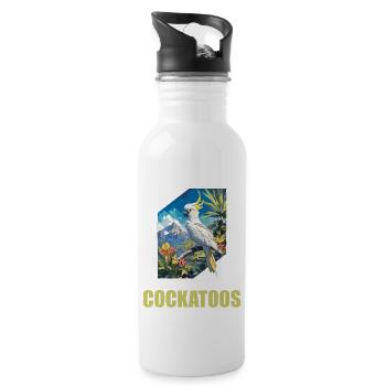 Cockatoo Kakadus Kakadu - Trinkflasche mit integriertem Trinkhalm - Weiß - Rechts