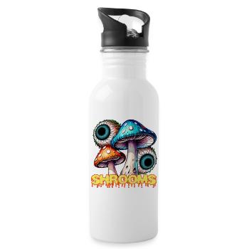 Psychedelic Mushrooms Eye Illusion Art - Water bottle with straw - white - Right