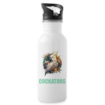 Cockatoo Kakadus Kakadu - Trinkflasche mit integriertem Trinkhalm - Weiß - Rechts