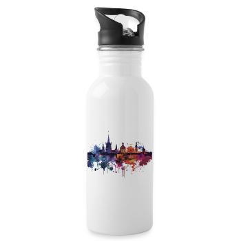 Pruszków - Trinkflasche mit integriertem Trinkhalm - Weiß - Rechts