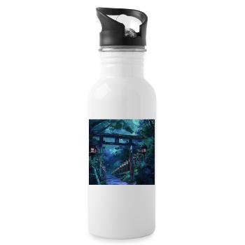 Japan - Trinkflasche mit integriertem Trinkhalm - Weiß - Rechts