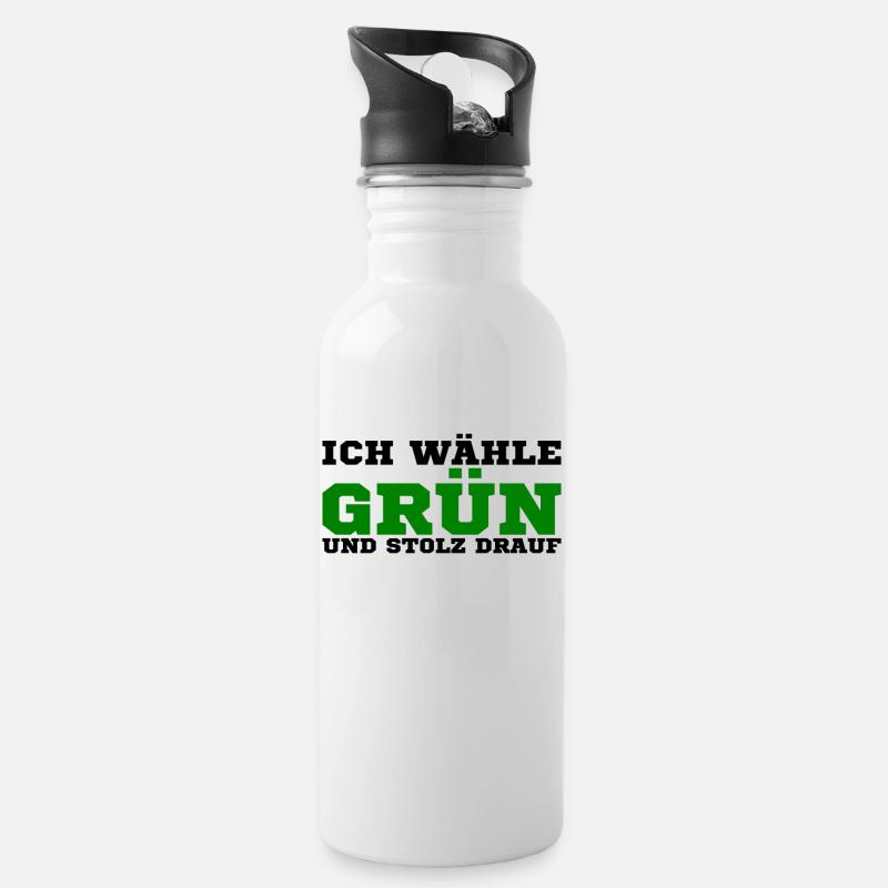 Die grünen - Trinkflasche mit integriertem Trinkhalm - Weiß