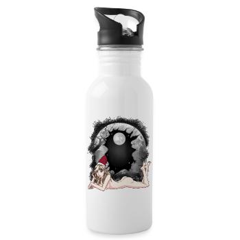 Sexy Weihnachtsmann Nikolaus Troll Xmas Santa - Trinkflasche mit integriertem Trinkhalm - Weiß - Rechts