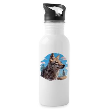Kojoten Kojote - Trinkflasche mit integriertem Trinkhalm - Weiß - Rechts