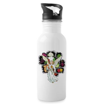 heavenly cooking vegetables angel cook cook - Water bottle with straw - white - Right