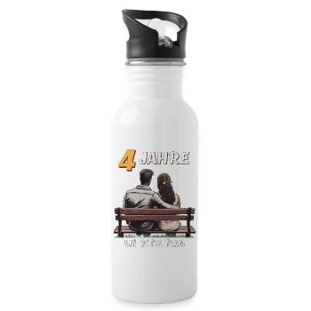 4 YEARS A GOOD TEAM MAN WOMAN - Water bottle with straw - white - Right