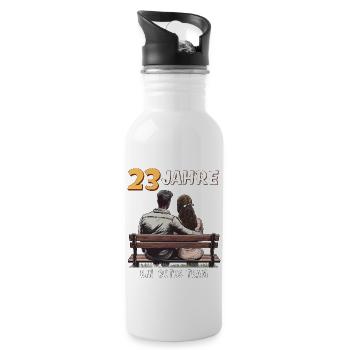 23 YEARS A GOOD TEAM MAN WOMAN - Water bottle with straw - white - Right