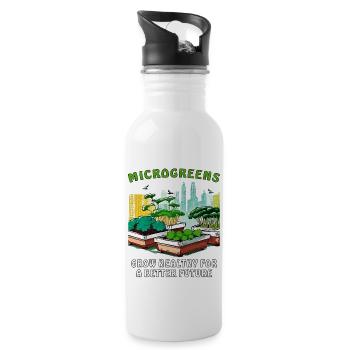 GROW HEALTHY FOR A BETTER FUTURE - Trinkflasche mit integriertem Trinkhalm - Weiß - Rechts