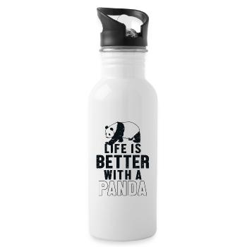 Life is Better with a Panda Panda Bear Friend - Water bottle with straw - white - Right