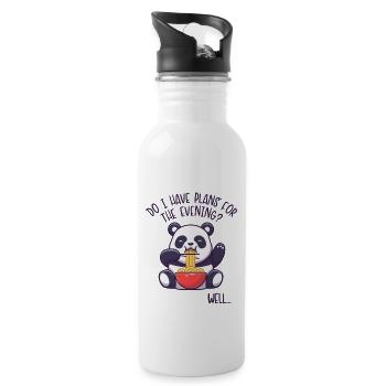I Have Plans For The Evening Panda Bear Friend - Water bottle with straw - white - Right