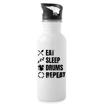 Eat Sleep Repeat Drums - Water bottle with straw - white - Right