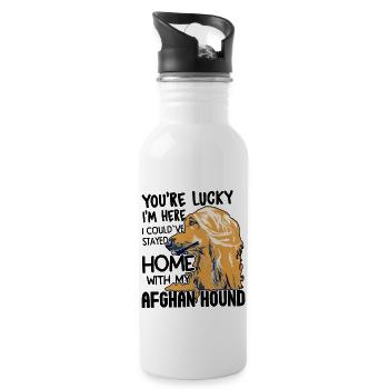 Afghan Hound You're Lucky I am Here - Water bottle with straw - white - Right