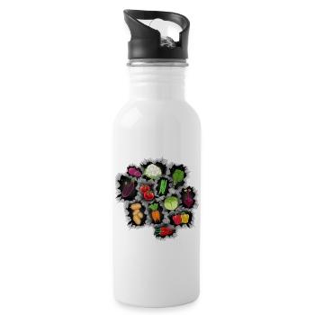 Vitamine Küche Gemüse Vegetarisch Koch Köche - Trinkflasche mit integriertem Trinkhalm - Weiß - Rechts